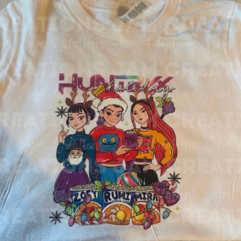 Bella Canvas Kids M (10/12) Holiday Graphic Tee - White